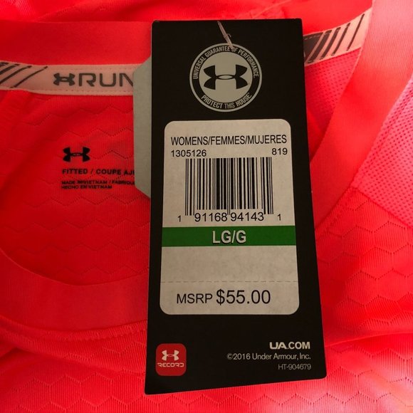 Under Armour Womens HexDelta Short Sleeve Top Open Back HeatGear Pink Size L - Picture 7 of 8